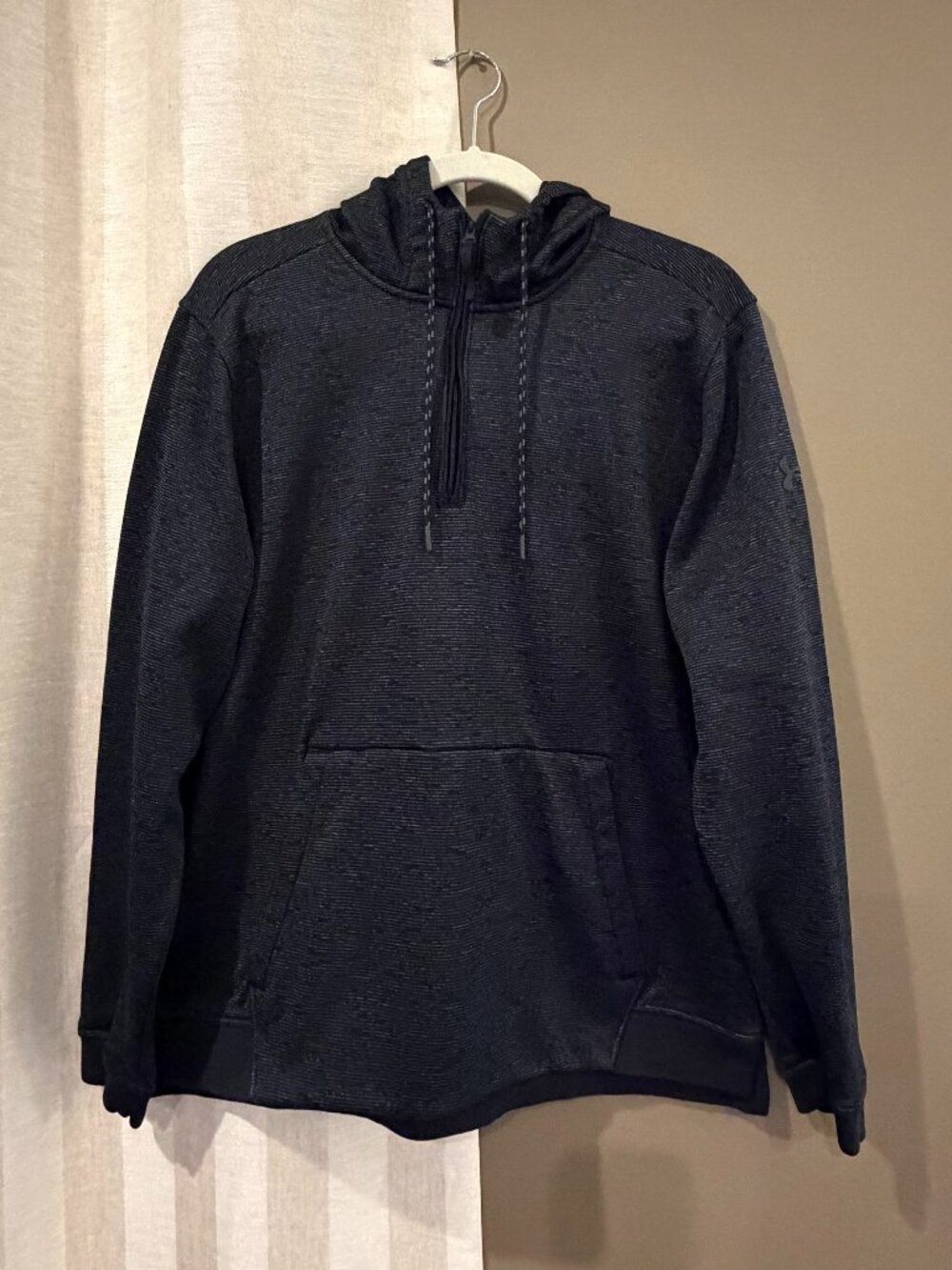 Under Armour Black & Gray Men's Hoodie Coldgear Quarter Zip, Size Large